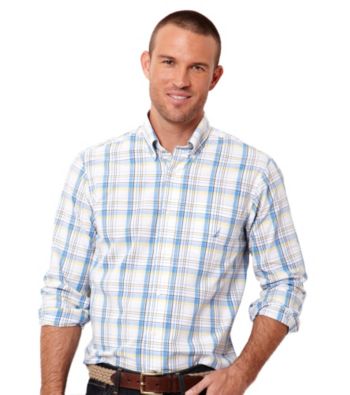 Nautica® Men's Regatta Blue Long Sleeve Plaid Woven Top
