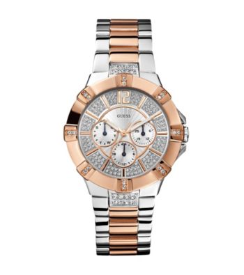 Guess Silvertone & Rose Goldtone Dazzling Sport Watch