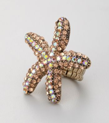 Erica Lyons® Goldtone and Coral Stretch Ring