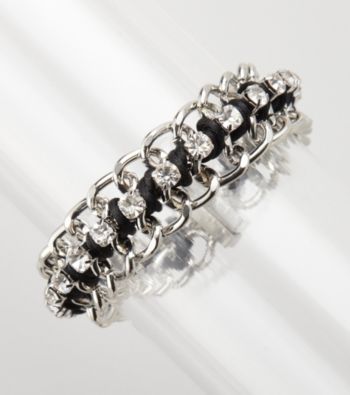 Erica Lyons® Black/Silvertone Magnetic Bracelet