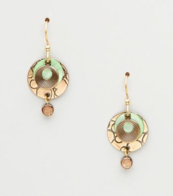 Silver Forest® Green & Goldtone Three Circles Earrings