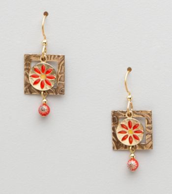 Silver Forest® Square with Circle Flower Earrings