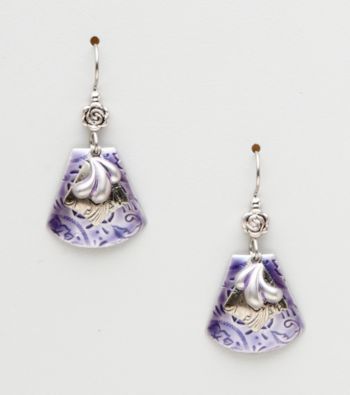 Silver Forest® Three Layered Purple Shield Earrings