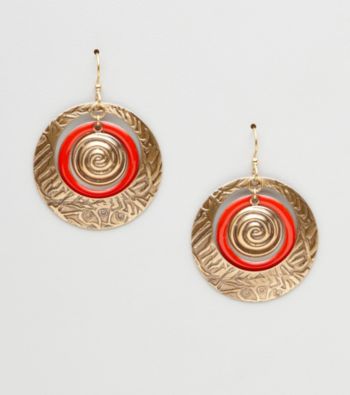 Silver Forest® Red & Goldtone Large Circles Earrings