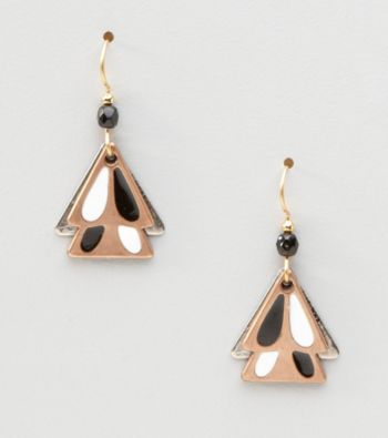 Silver Forest® Double Black & White Triangle Earrings