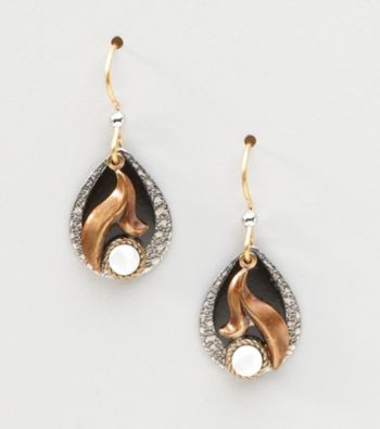 Silver Forest® Black & White Three Layered Earrings