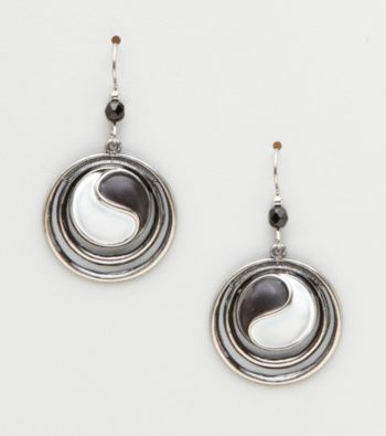 Silver Forest® Black & White Ying & Yang Earrings
