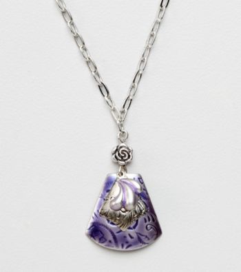 Silver Forest® Three Layered Purple Shield Necklace
