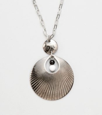 Silver Forest® Loop with Black & White Beads Necklace