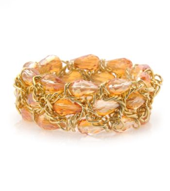 L&J Accessories Smoke Topaz Glass and Chain Stretch Bracelet