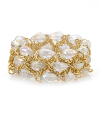 L&J Accessories Clear Ab Glass and Chain Stretch Bracelet
