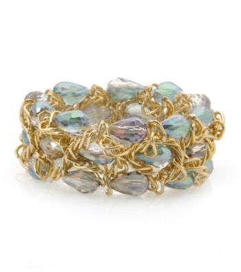 L&J Accessories Green Ab Glass and Chain Stretch Bracelet