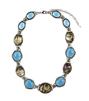 Napier® Silvertone and Blue Abalone Multi Collar Necklace