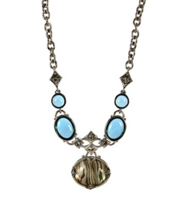 Napier® Silvertone and Blue Abalone Multi Pendant Necklace