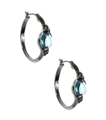 Napier® Silvertone and Blue Abalone Click It Hoop Earrings