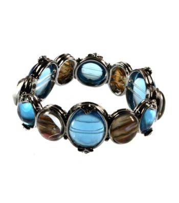 Napier® Silvertone and Blue Abalone Stretch Bracelet