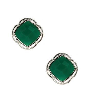 Napier® Silvertone and Turquoise Button Post Earrings