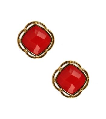 Napier® Goldtone and Coral Button Post Earrings