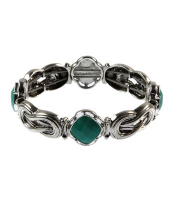 Napier® Silvertone and Turquoise Stretch Bracelet