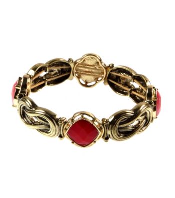 Napier® Goldtone and Coral Stretch Bracelet