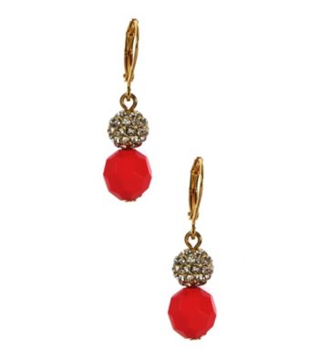 Napier® Goldtone and Coral Leverback Drop Earrings