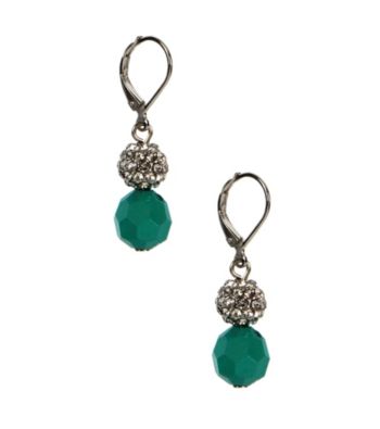 Napier® Silvertone and Turquoise Leverback Drop Earrings