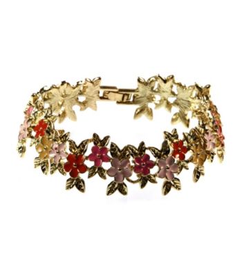 Napier® Boxed Gold/Pink Multi Line Flower Bracelet