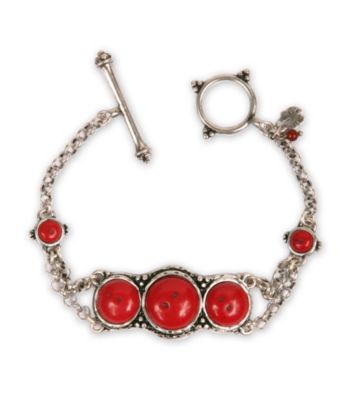 Lucky Brand® Silvertone & Red Set Stone Bracelet