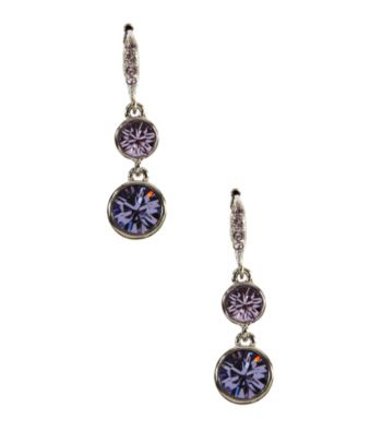 Givenchy® Silvertone/Purple Drop Earrings