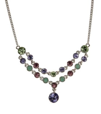 Givenchy® Silvertone/Green/Brown/Purple Frontal Necklace