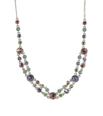 Givenchy® Silvertone/Purple/Green Collar Necklace