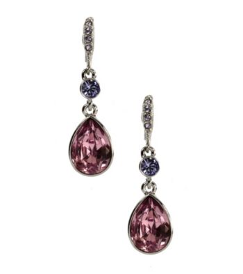 Givenchy® Silvertone/Pink Pear Drop Earrings