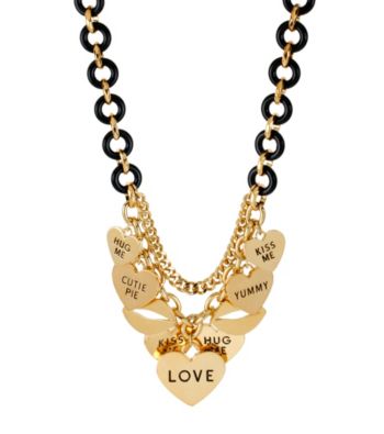 Betsey Johnson® Goldtone Multi Heart Charm Frontal Necklace