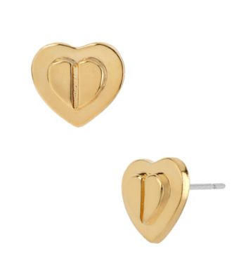 Betsey Johnson® Goldtone Layered Heart Stud Earrings