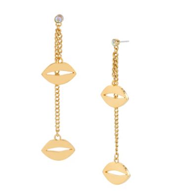 Betsey Johnson® Goldtone Lips Linear Earrings