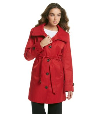 Gallery® Single-Breasted Trench Coat with Stand Collar