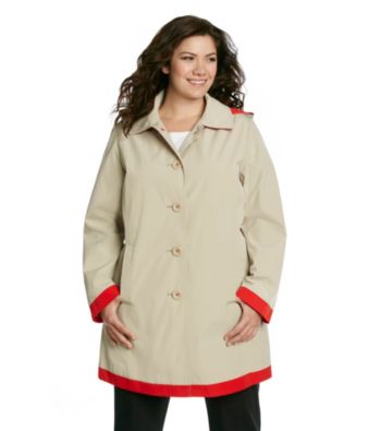 London Fog® Plus Size Single-Breasted Colorblocked Walker