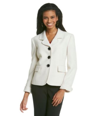 Kasper® Tweed Jacket With Round Notch Collar
