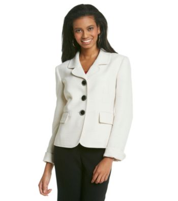 Kasper® Plus Size Tweed Jacket With Round Notch Collar