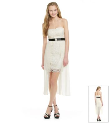 City Triangles® Juniors' Ivory Strapless Gown