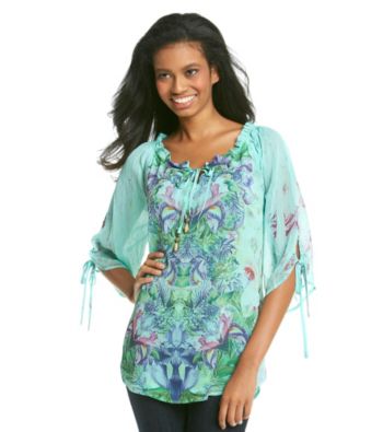 Oneworld® Tie-up Sheer Blouse