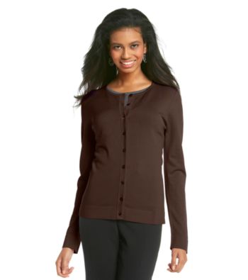 August Silk® Button-front CrewneckCardigan