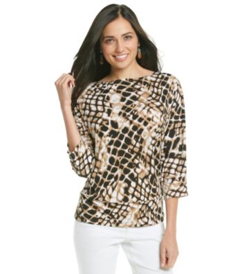 Laura Ashley® Animal Print Dolman Sleeve Top