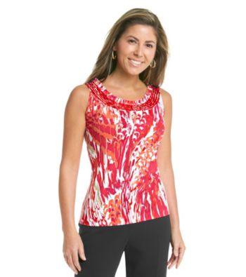 Laura Ashley® Petites' Wild Feather Sleeveless Top