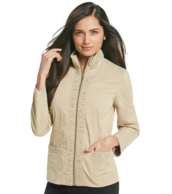 Laura Ashley® Khaki Ruched Lapel Jacket
