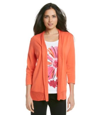 Laura Ashley® Petites' Crochet Trim Cardigan