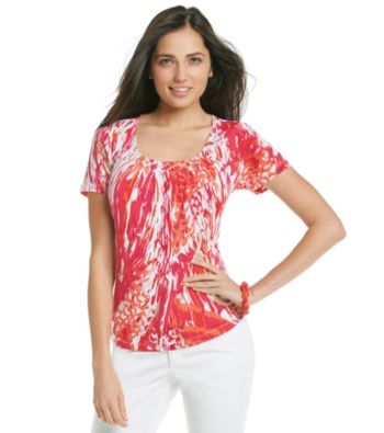 Laura Ashley® Wild Feather Pintuck Top