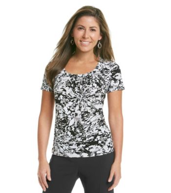 Laura Ashley® Petites' Modern Print Pintuck Top