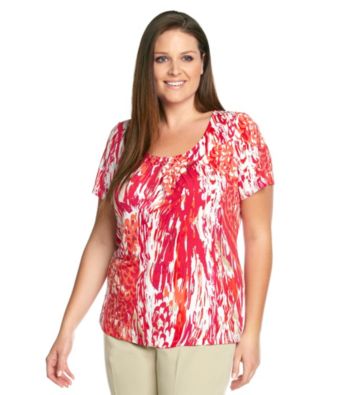 Laura Ashley® Plus Size Wild Feather Pintuck Top