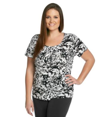Laura Ashley® Plus Size Modern Print Pintuck Top